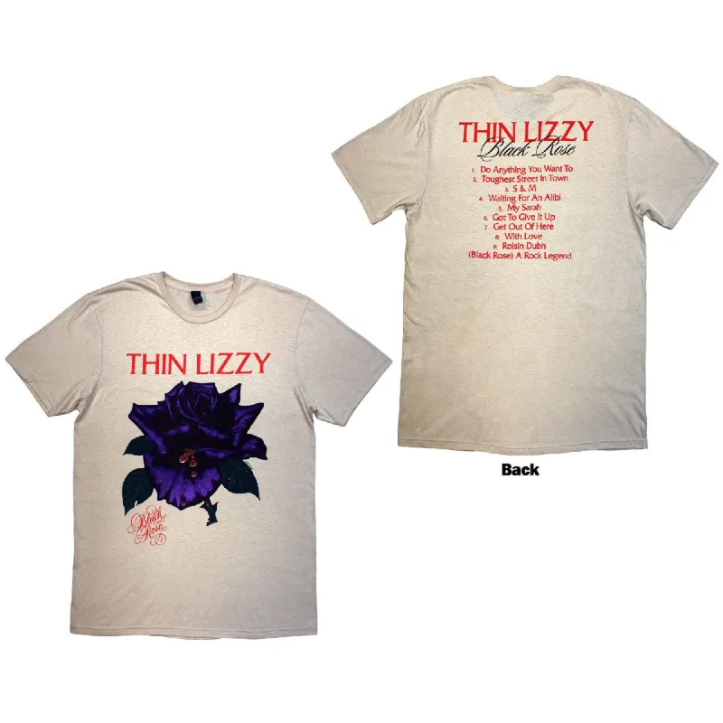 THIN LIZZY - BLACK ROSE TRACKLIST - T-Shirt Neutral (Back Print) made by Spiral Direct
