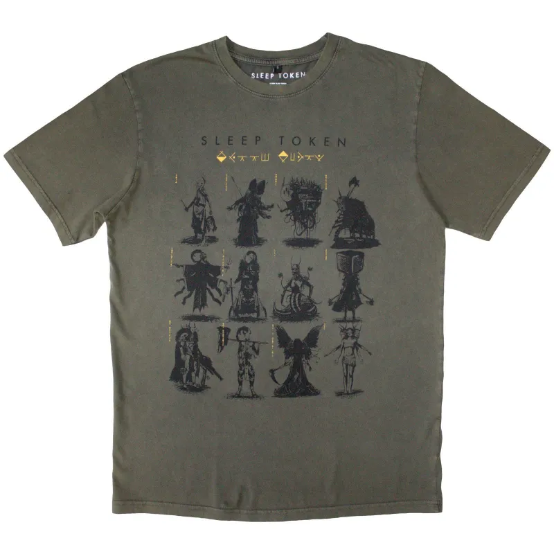 SLEEP TOKEN - GRID - Stone Wash T-Shirt Green made by Spiral Direct
