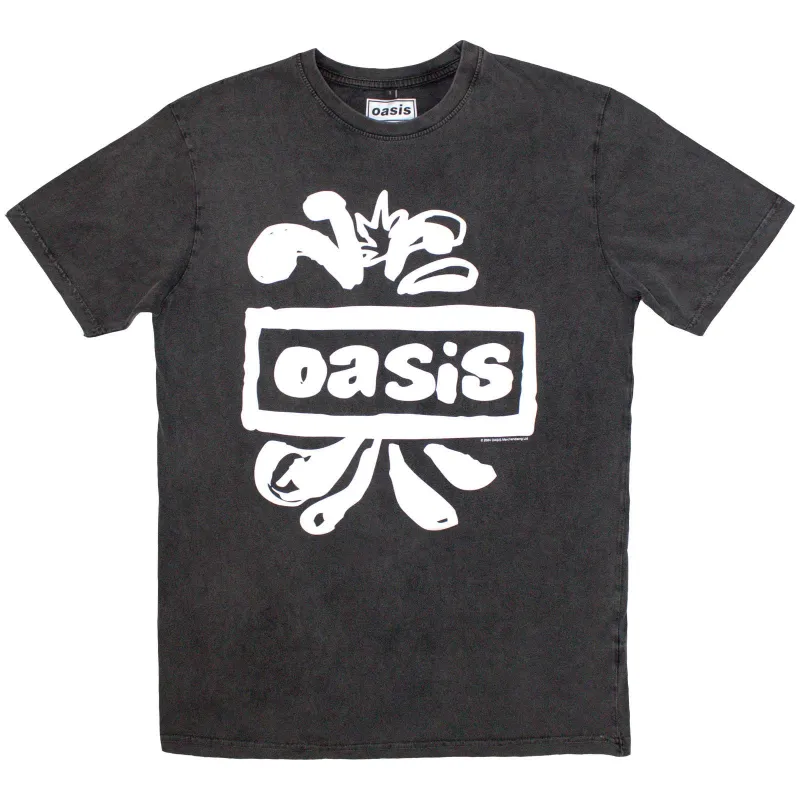 OASIS - LOGO SPLAT - Stone Wash T-Shirt Grey sold by Spiral Direct