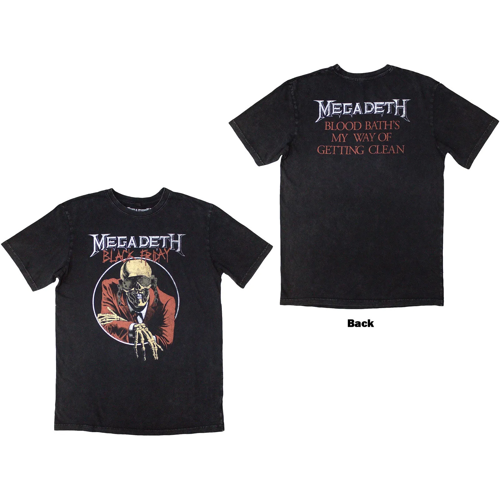 MEGADETH - BLACK FRIDAY - Stone Wash T-Shirt Grey (Back Print) sold by Spiral Direct