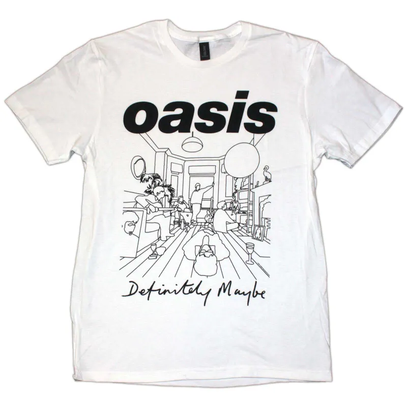 OASIS - DEFINITELY MAYBE LINE DRAWING - T-Shirt White sold by Spiral Direct