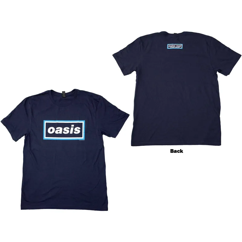 OASIS - MAINE ROAD EVENT LOGO - T-Shirt Blue (Back Print) sold by Spiral Direct