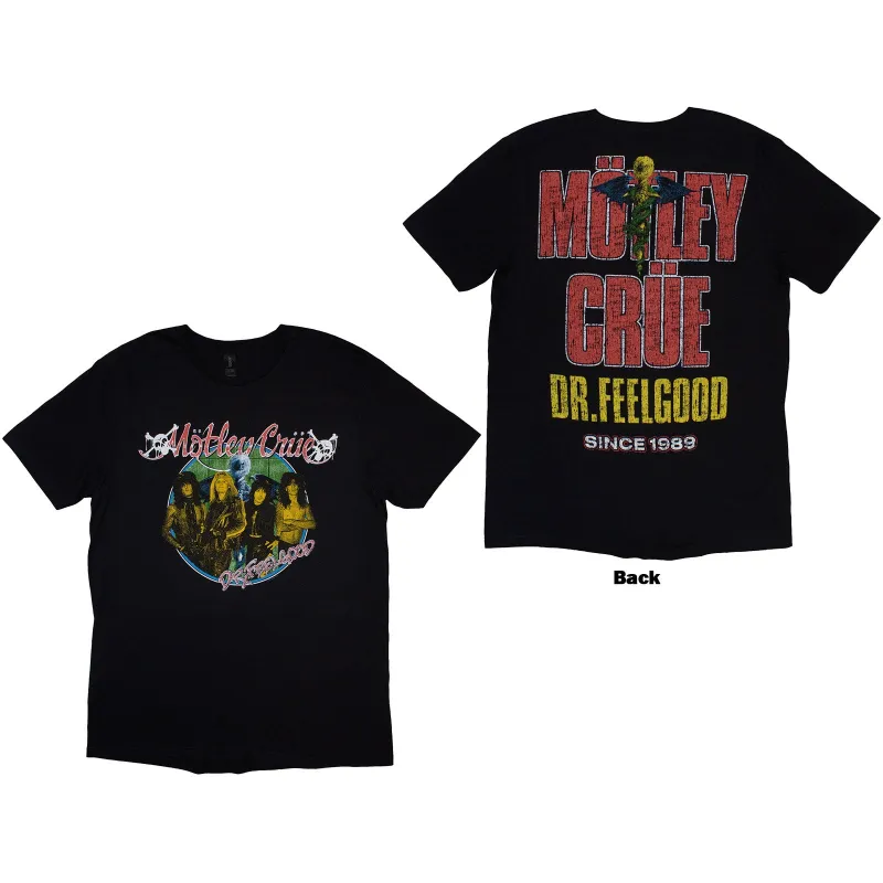 MOTLEY CRUE - DR FEELGOOD CIRCLE PHOTO 1 - T-Shirt Black (Back Print) sold by Spiral Direct