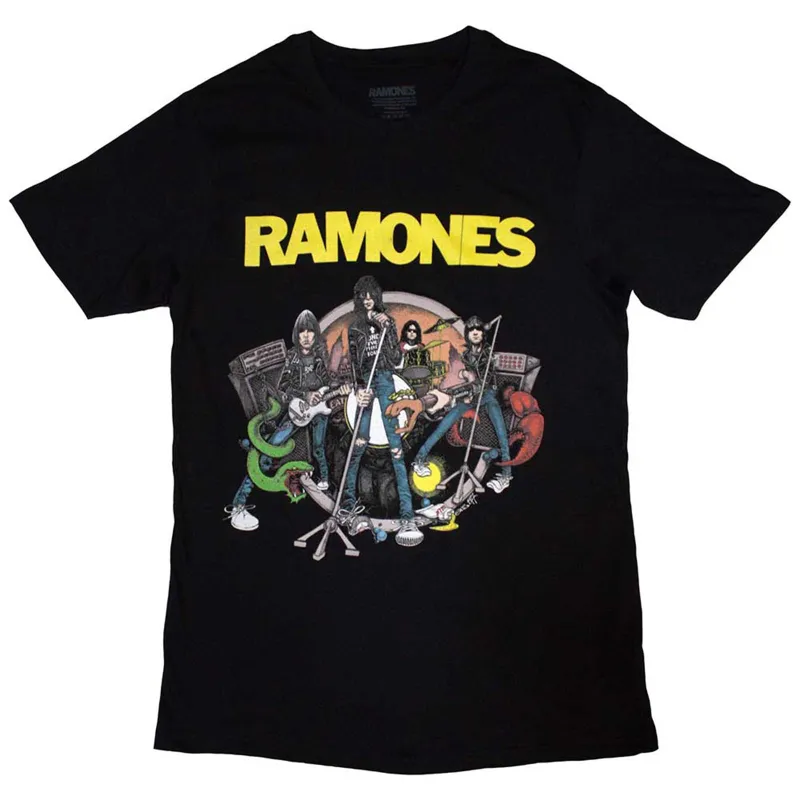 RAMONES - CARTOON BAND - T-Shirt Black made by Spiral Direct