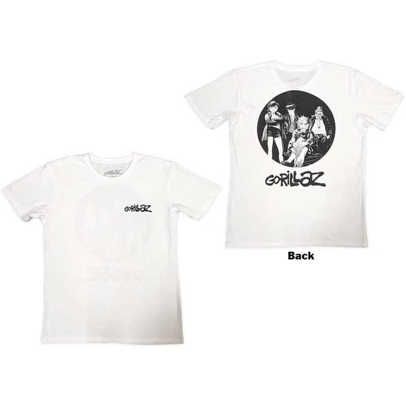 GORILLAZ - SONG MACHINE BRUSH LOGO - T-Shirt White (Back Print) made by Spiral Direct