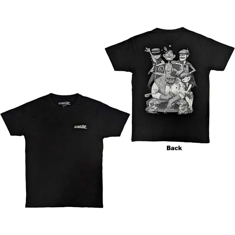 GORILLAZ - POCKET SPRAY - GEORGE GROUP - T-Shirt Black (Back Print) made by Spiral Direct