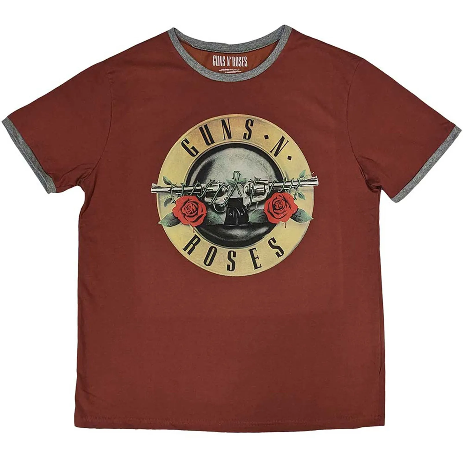 GUNS N ROSES - CLASSIC LOGO - Ringer T-Shirt Red sold by Spiral Direct