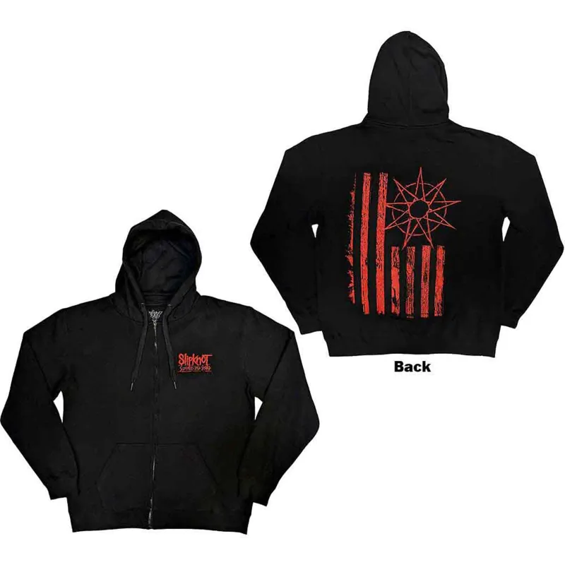 SLIPKNOT - 9-POINT FLAG - Zipped Hoodie Black (Back Print) made by Spiral Direct