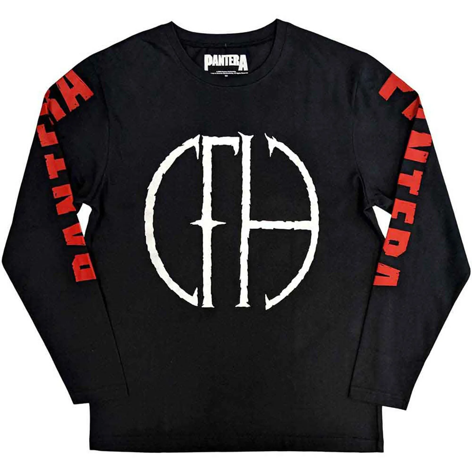 PANTERA - FRAYED LOGO - Long Sleeve T-Shirt Black (Sleeve Print) sold by Spiral Direct