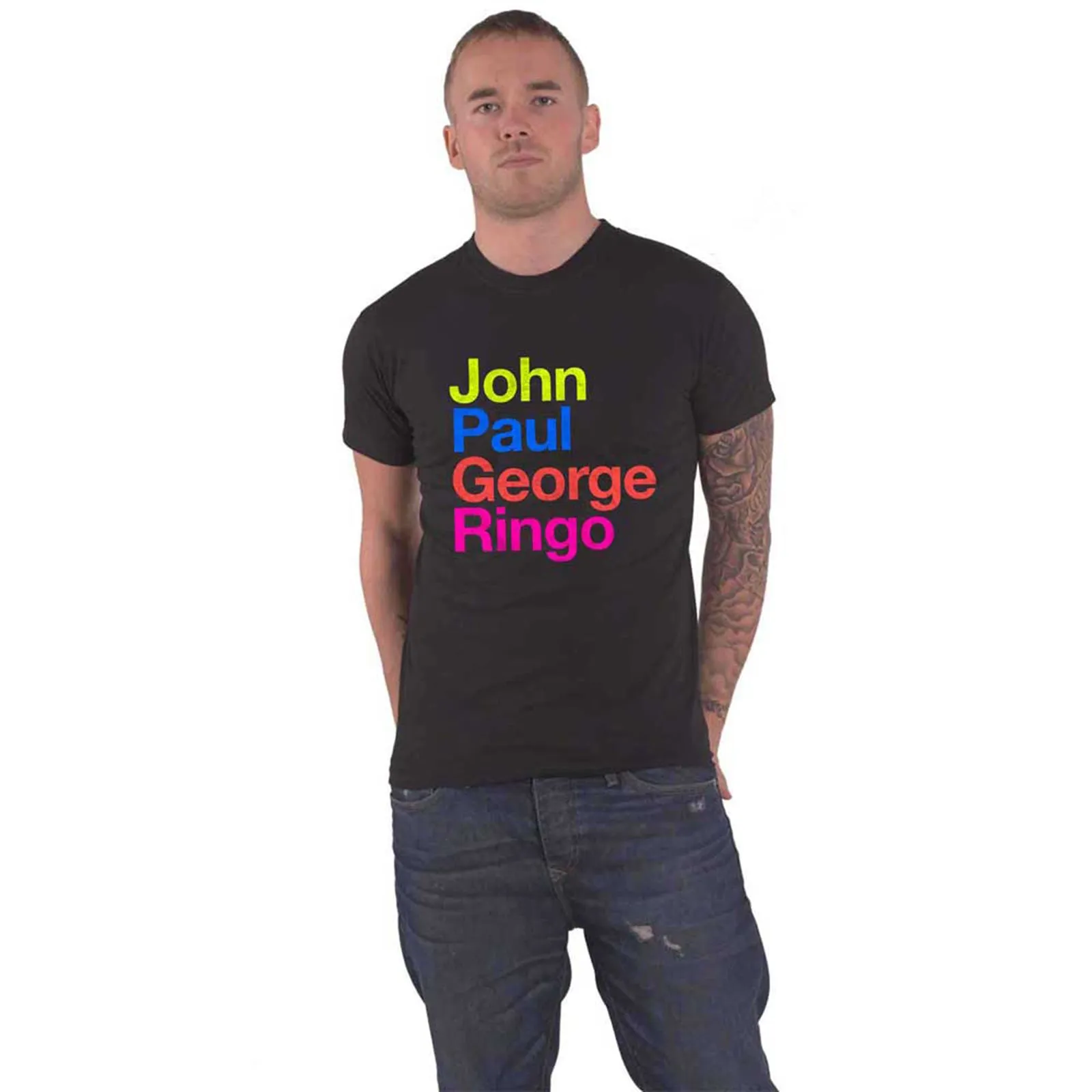 THE BEATLES - JPG&R PEPPER SUIT COLOURS - T-Shirt Black sold by Spiral Direct product image thumbnail 2