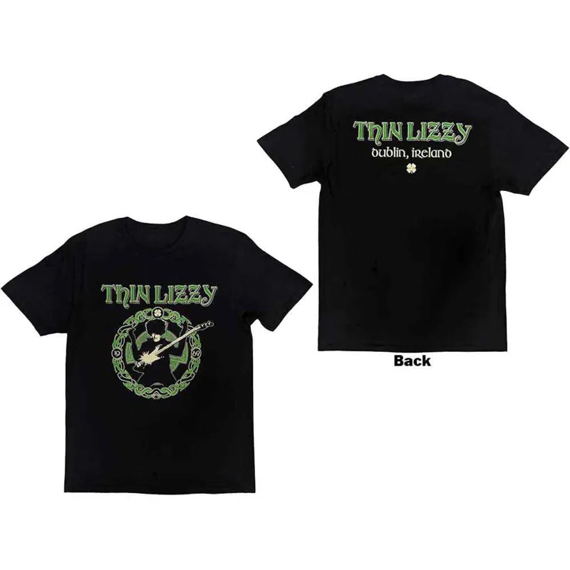 THIN LIZZY - CELTIC RING - T-Shirt Black (Back Print) made by Spiral Direct