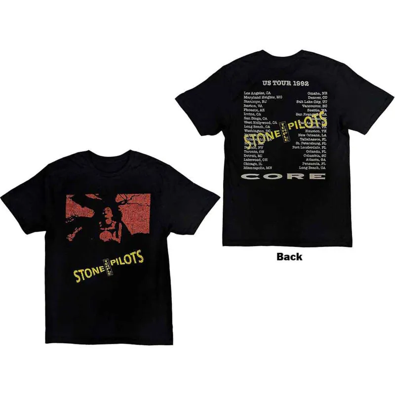 STONE TEMPLE PILOTS - CORE US TOUR '92 - T-Shirt Black (Back Print) made by Spiral Direct