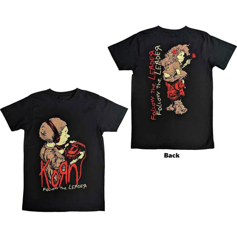 KORN - FOLLOW THE LEADER - T-Shirt Black (Back Print) sold by Spiral Direct