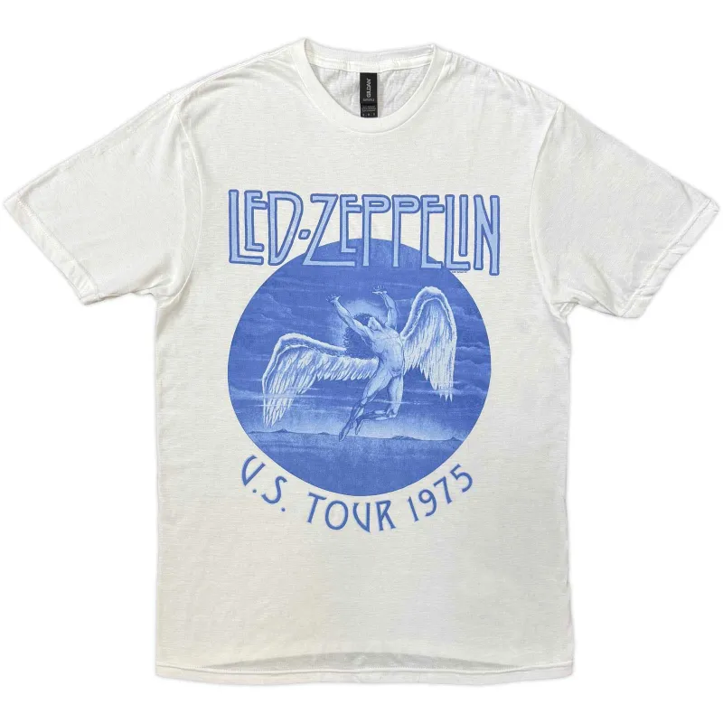 LED ZEPPELIN - TOUR '75 BLUE WASH - T-Shirt White made by Spiral Direct