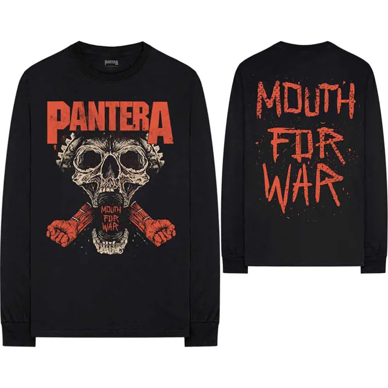 PANTERA - MOUTH FOR WAR - Long Sleeve T-Shirt Black (Back Print) made by Spiral Direct