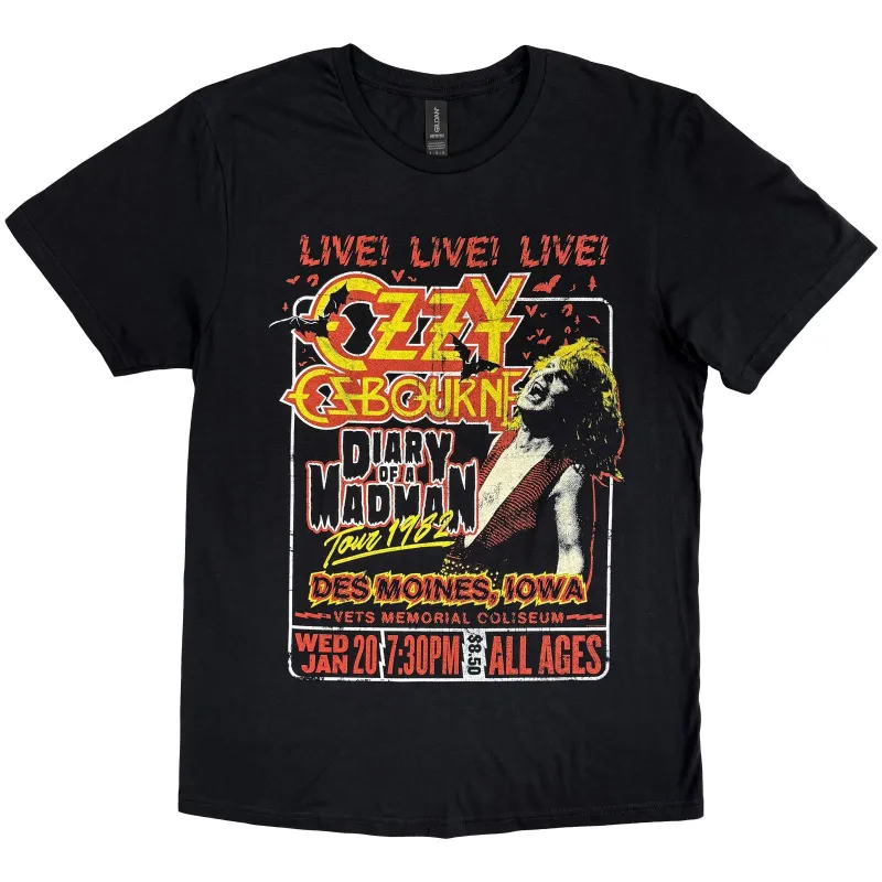 OZZY OSBOURNE - DIARY OF A MADMAN TOUR - T-Shirt Black sold by Spiral Direct
