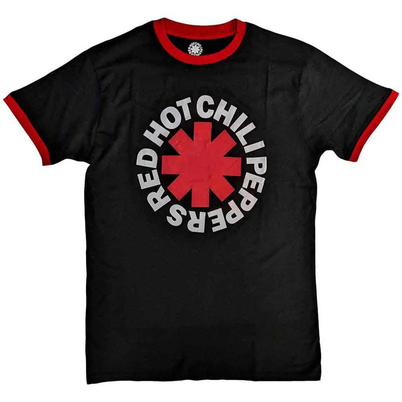 RED HOT CHILI PEPPERS - CLASSIC ASTERISK - Ringer T-Shirt Black sold by Spiral Direct