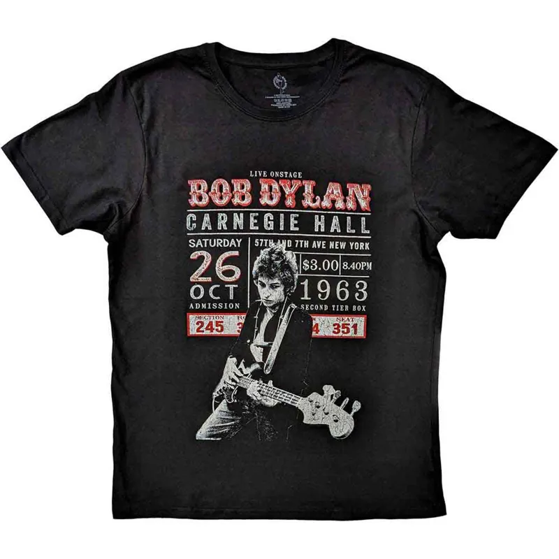 BOB DYLAN - CARNEGIE HALL '63 - T-Shirt Black sold by Spiral Direct