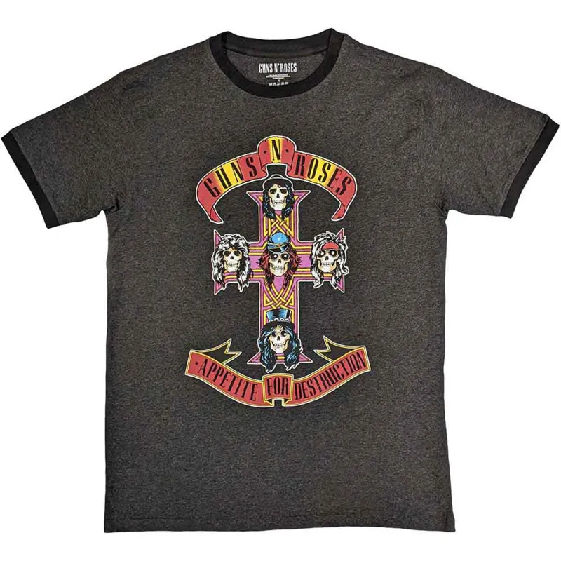 GUNS N ROSES - APPETITE FOR DESTRUCTION - Ringer T-Shirt Grey sold by Spiral Direct