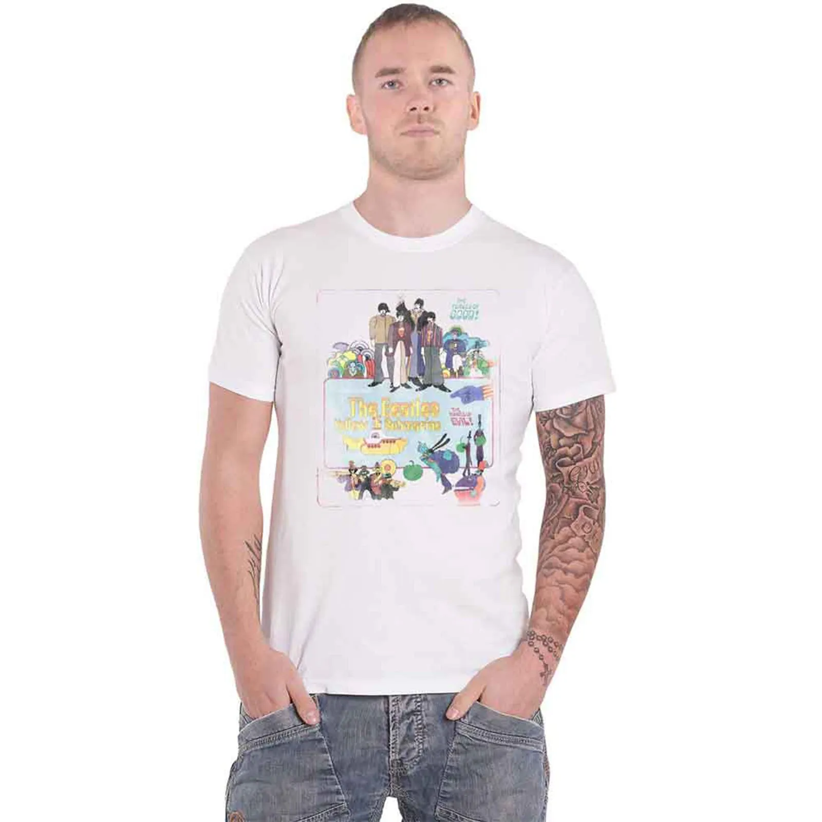 THE BEATLES - YELLOW SUBMARINE VINTAGE MOVIE POSTER - T-Shirt White sold by Spiral Direct product image thumbnail 2