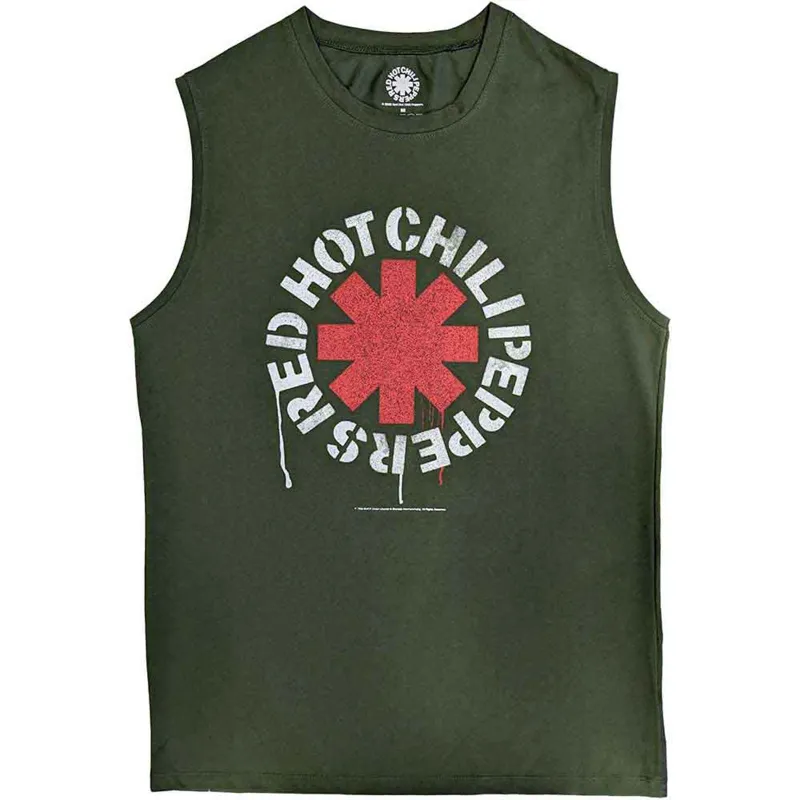 RED HOT CHILI PEPPERS - STENCIL - Tank T-Shirt Green sold by Spiral Direct