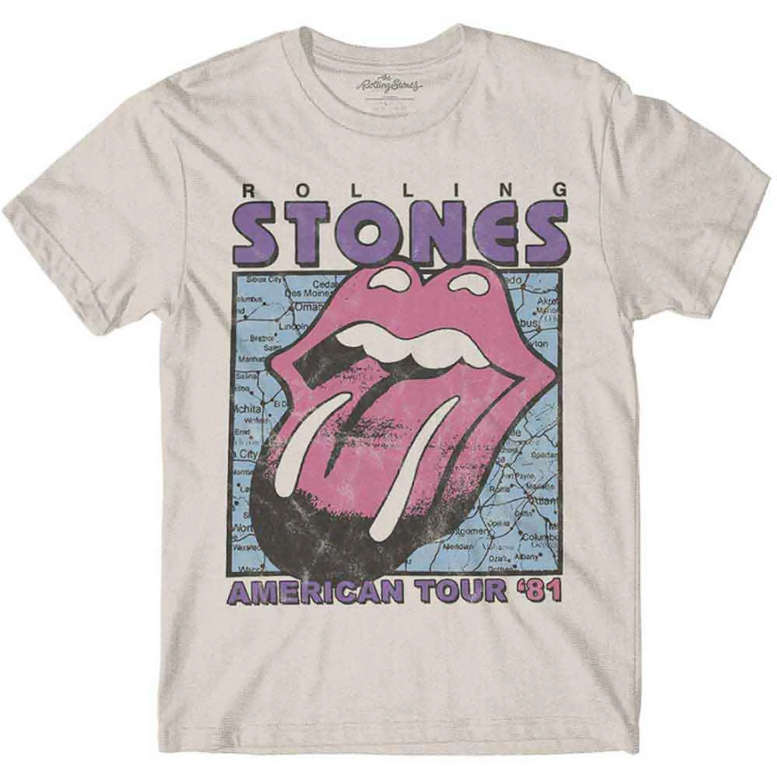 ROLLING STONES, THE - AMERICAN TOUR MAP - T-Shirt Neutral sold by Spiral Direct