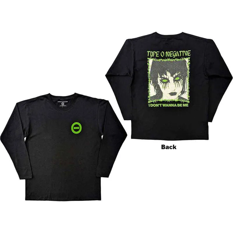 TYPE O NEGATIVE - I DON'T WANNA BE ME - Long Sleeve T-Shirt Black (Back Print) sold by Spiral Direct