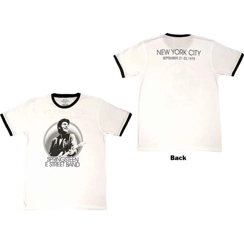 BRUCE SPRINGSTEEN - NYC - Ringer T-Shirt White (Back Print) sold by Spiral Direct