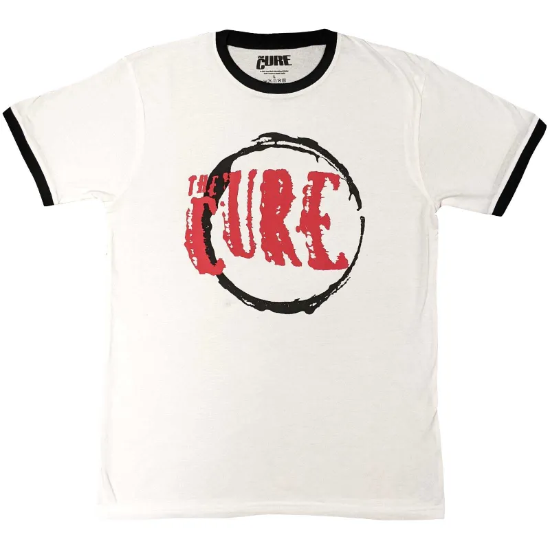 THE CURE - CIRCLE LOGO - Ringer T-Shirt White made by Spiral Direct