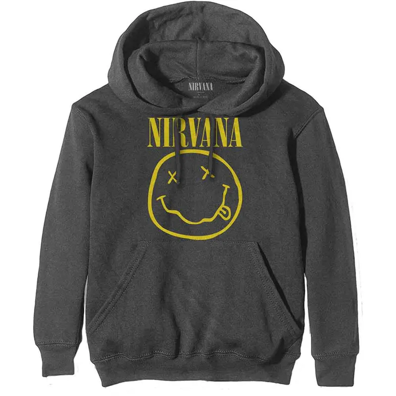 NIRVANA - YELLOW HAPPY FACE - Pullover Hoodie Grey sold by Spiral Direct