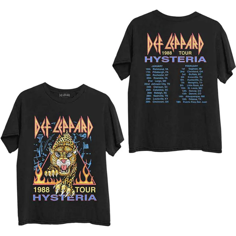 DEF LEPPARD - HYSTERIA '88 - T-Shirt Black (Back Print) made by Spiral Direct