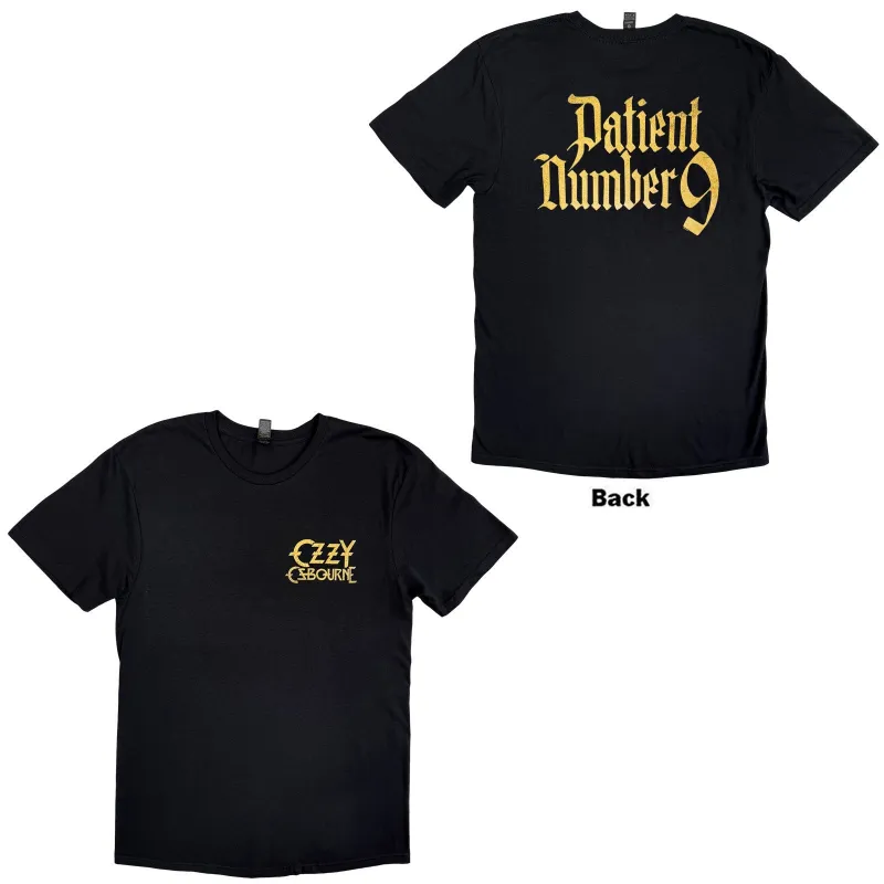 OZZY OSBOURNE - PATIENT NO. 9 GOLD LOGO - T-Shirt Black (Back Print) sold by Spiral Direct