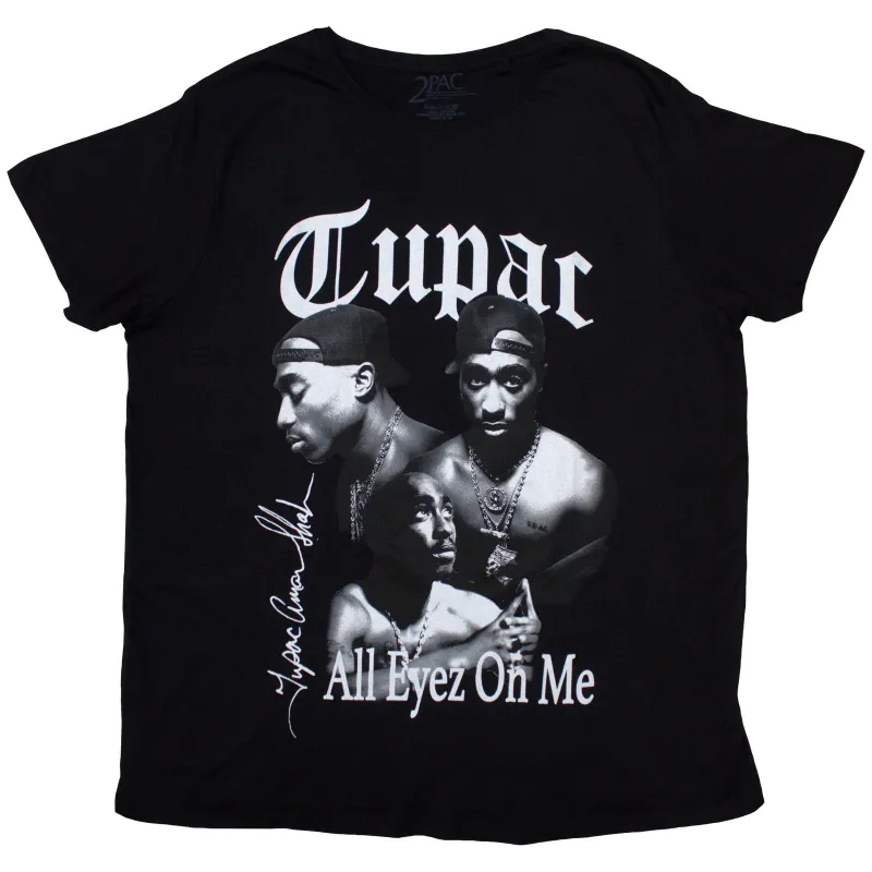 TUPAC - ALL EYEZ B&W - Ladies T-Shirt Black made by Spiral Direct