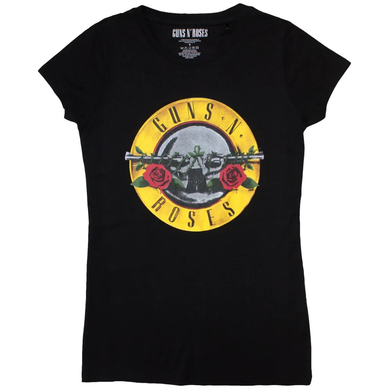 GUNS N ROSES - CLASSIC BULLET LOGO - Ladies T-Shirt Blue (Skinny Fit) sold by Spiral Direct