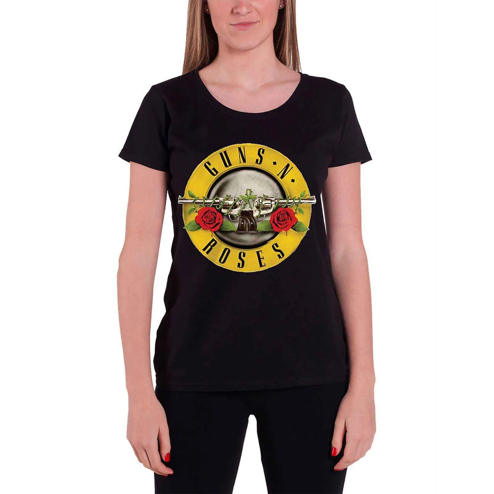 GUNS N ROSES - CLASSIC BULLET LOGO - Ladies T-Shirt Blue (Skinny Fit) sold by Spiral Direct product image thumbnail 2