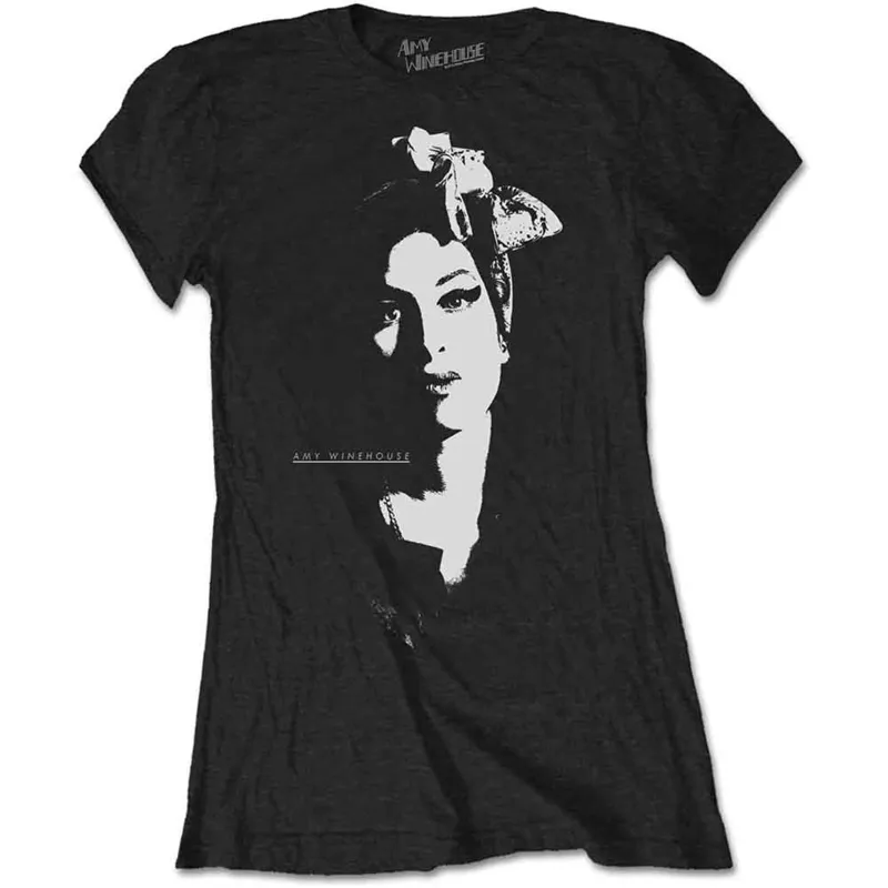 AMY WINEHOUSE - SCARF PORTRAIT - Ladies T-Shirt Black sold by Spiral Direct
