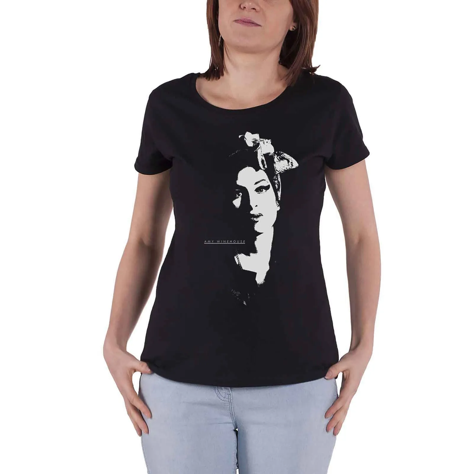 AMY WINEHOUSE - SCARF PORTRAIT - Ladies T-Shirt Black sold by Spiral Direct product image thumbnail 2