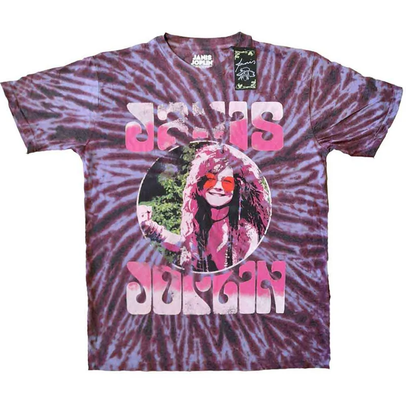 JANIS JOPLIN - PINK SHADES - T-Shirt Purple (Wash Collection) sold by Spiral Direct
