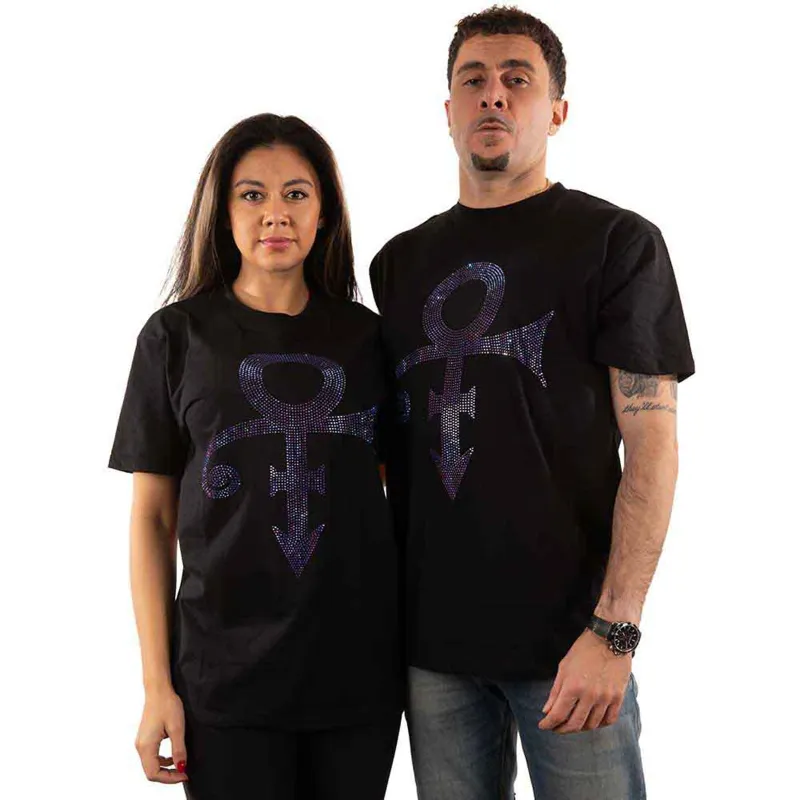 PRINCE - PURPLE SYMBOL - T-Shirt Black (Embellished) sold by Spiral Direct