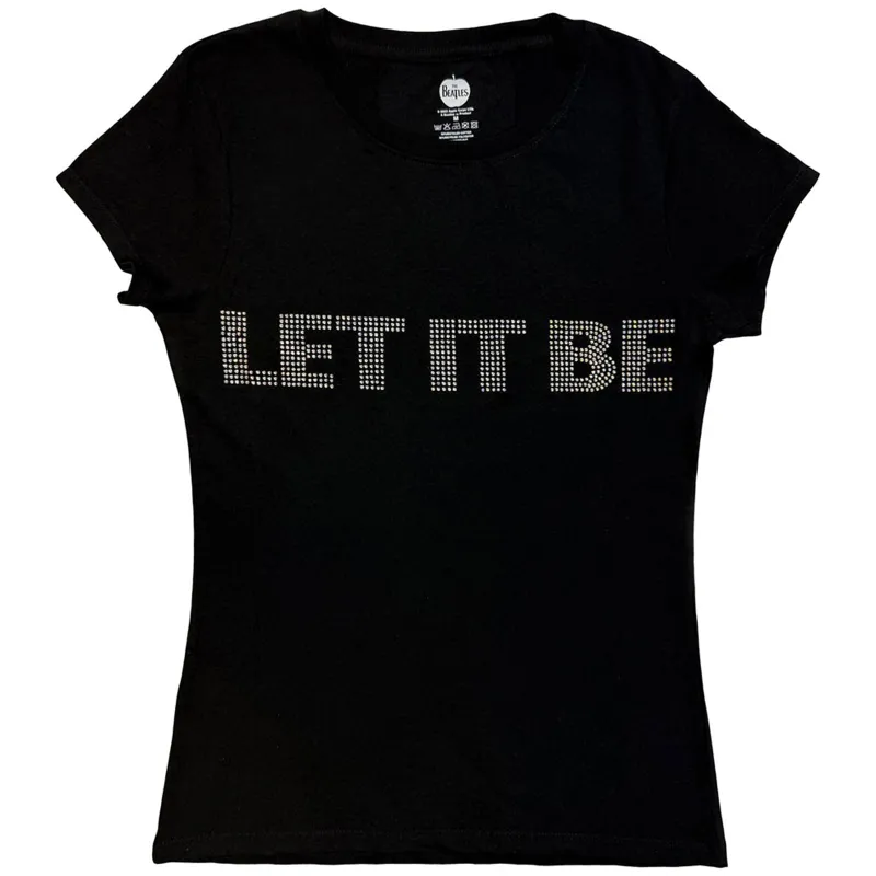 BEATLES, THE - LET IT BE CRYSTALS - Ladies T-Shirt Black (Embellished) sold by Spiral Direct