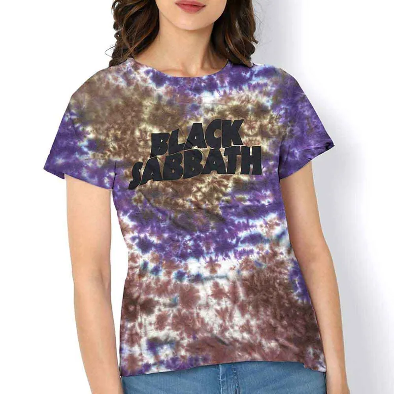 BLACK SABBATH - WAVY LOGO - T-Shirt Purple (Wash Collection) made by Spiral Direct