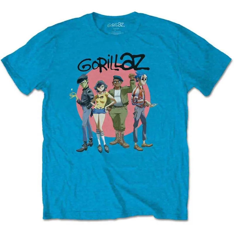 GORILLAZ - GROUP CIRCLE RISE - T-Shirt Blue made by Spiral Direct