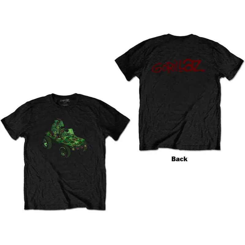 GORILLAZ - GROUP GREEN GEEP - T-Shirt Black (Back Print) made by Spiral Direct