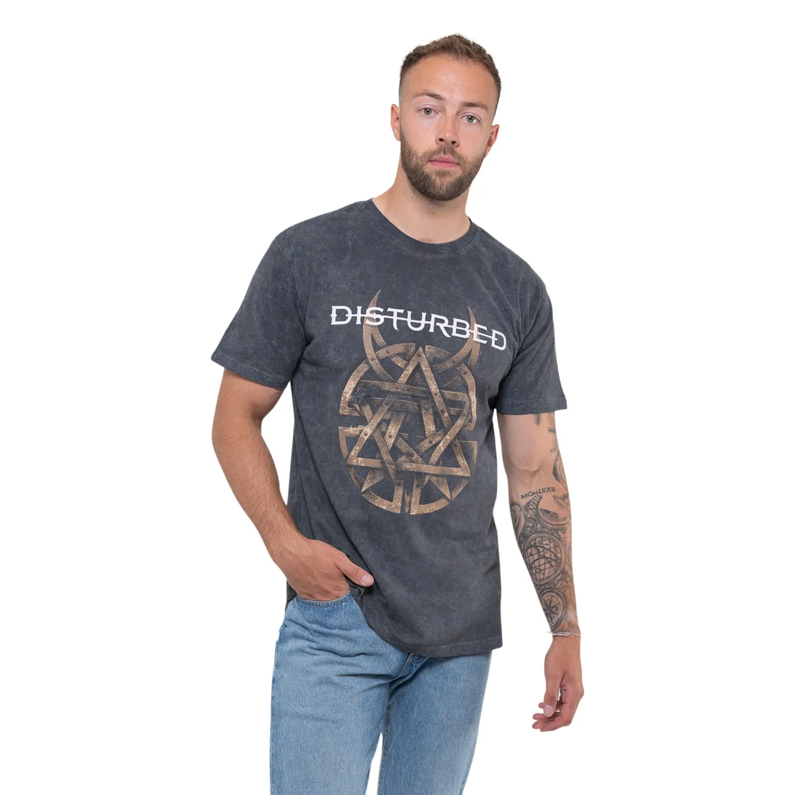 DISTURBED - RIVETED - T-Shirt Grey (Wash Collection) sold by Spiral Direct product image thumbnail 2