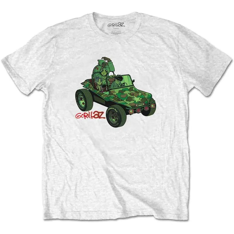 GORILLAZ - GREEN JEEP - T-Shirt White made by Spiral Direct