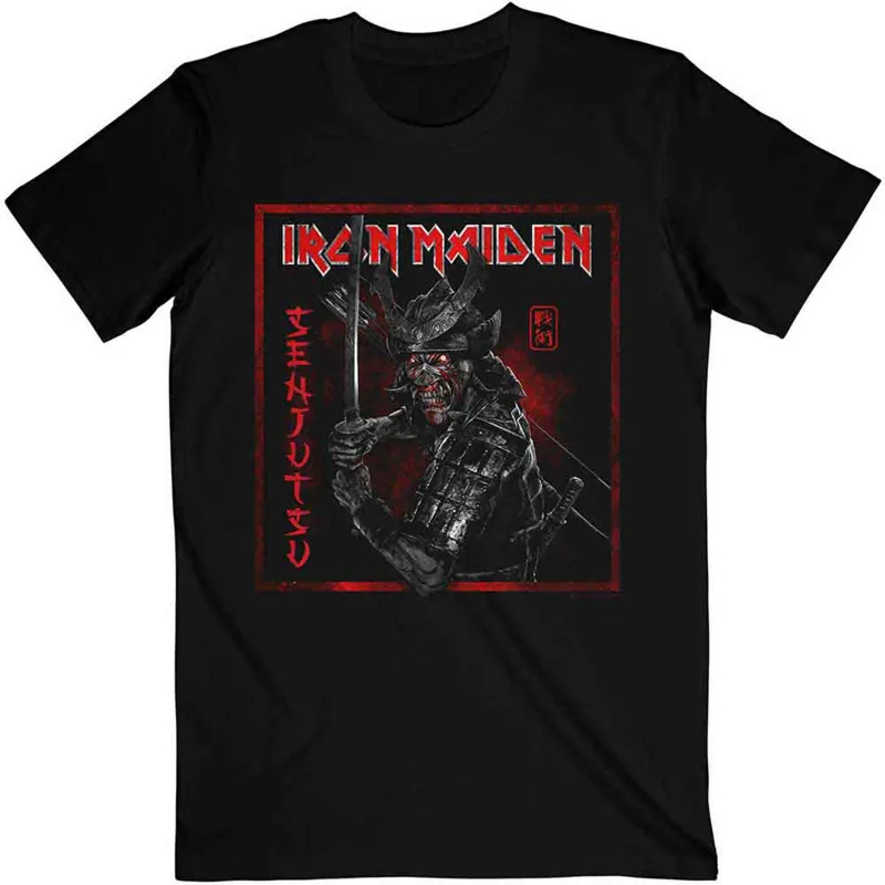 IRON MAIDEN - SENJUTSU COVER DISTRESSED RED - T-Shirt Black sold by Spiral Direct