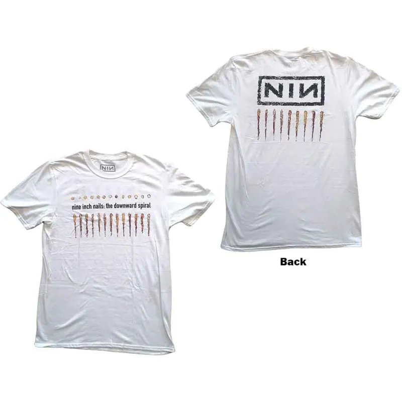 NINE INCH NAILS - DOWNWARD SPIRAL - T-Shirt White (Back Print) made by Spiral Direct