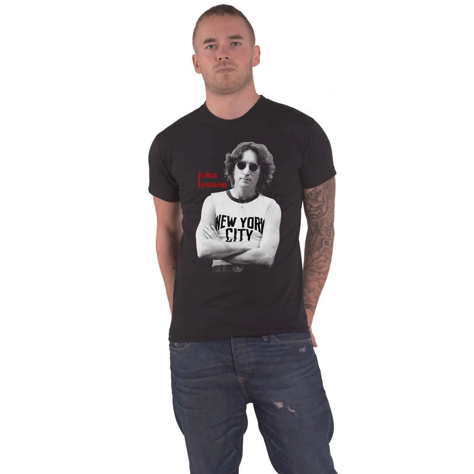 JOHN LENNON - NEW YORK CITY BLACK & WHITE - T-Shirt Black sold by Spiral Direct product image thumbnail 2