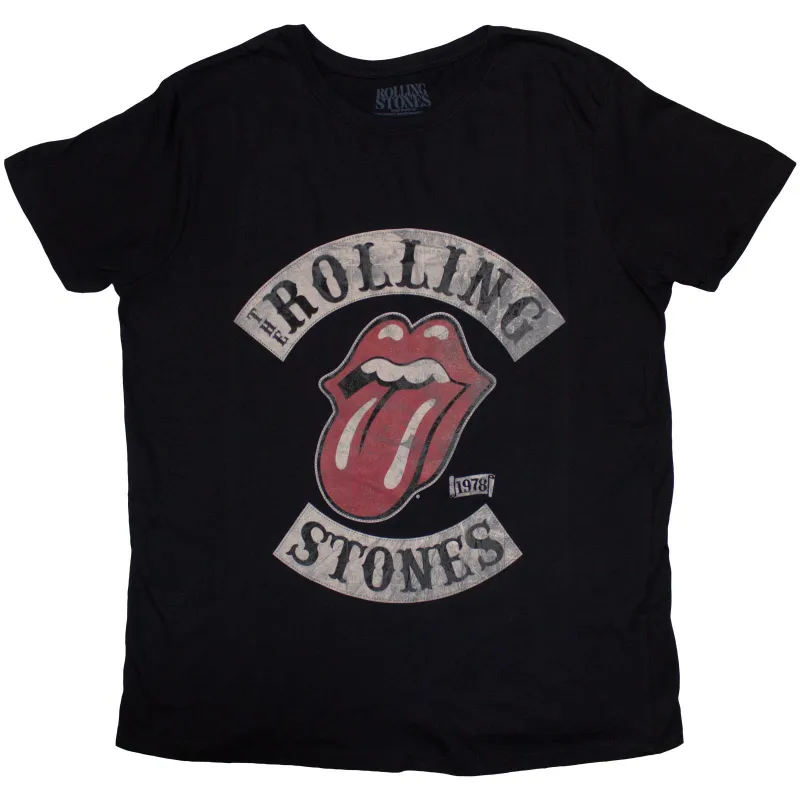 THE ROLLING STONES - TOUR 1978 - Ladies T-Shirt Black made by Spiral Direct