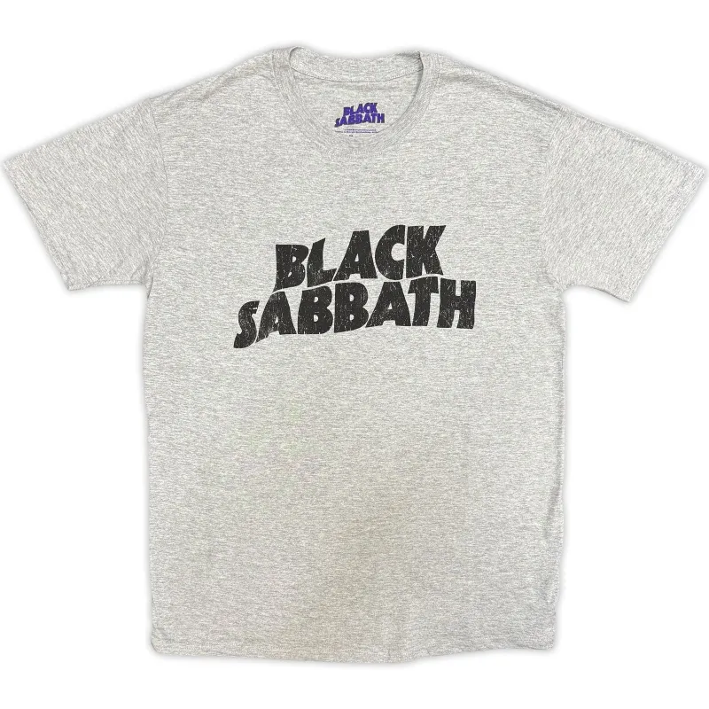 BLACK SABBATH - BLACK WAVY LOGO - T-Shirt Grey sold by Spiral Direct